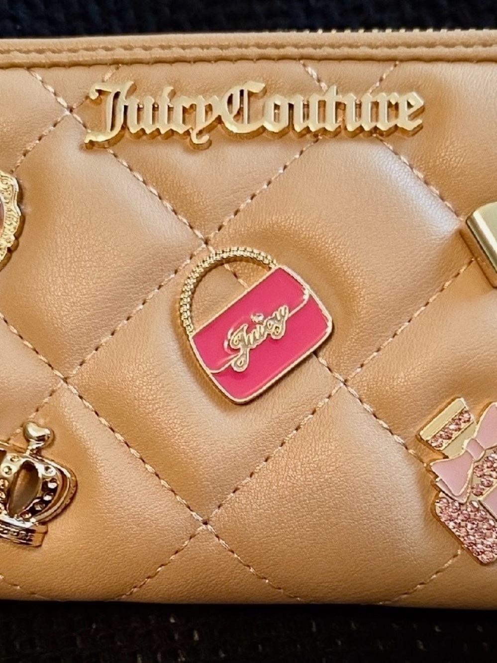 Juicy Couture Tan Quilted Wallet with Fun Charms - Picture 6 of 6